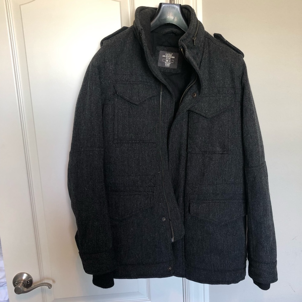 H&M Men’s Partial Wool Military Style Layer Coat